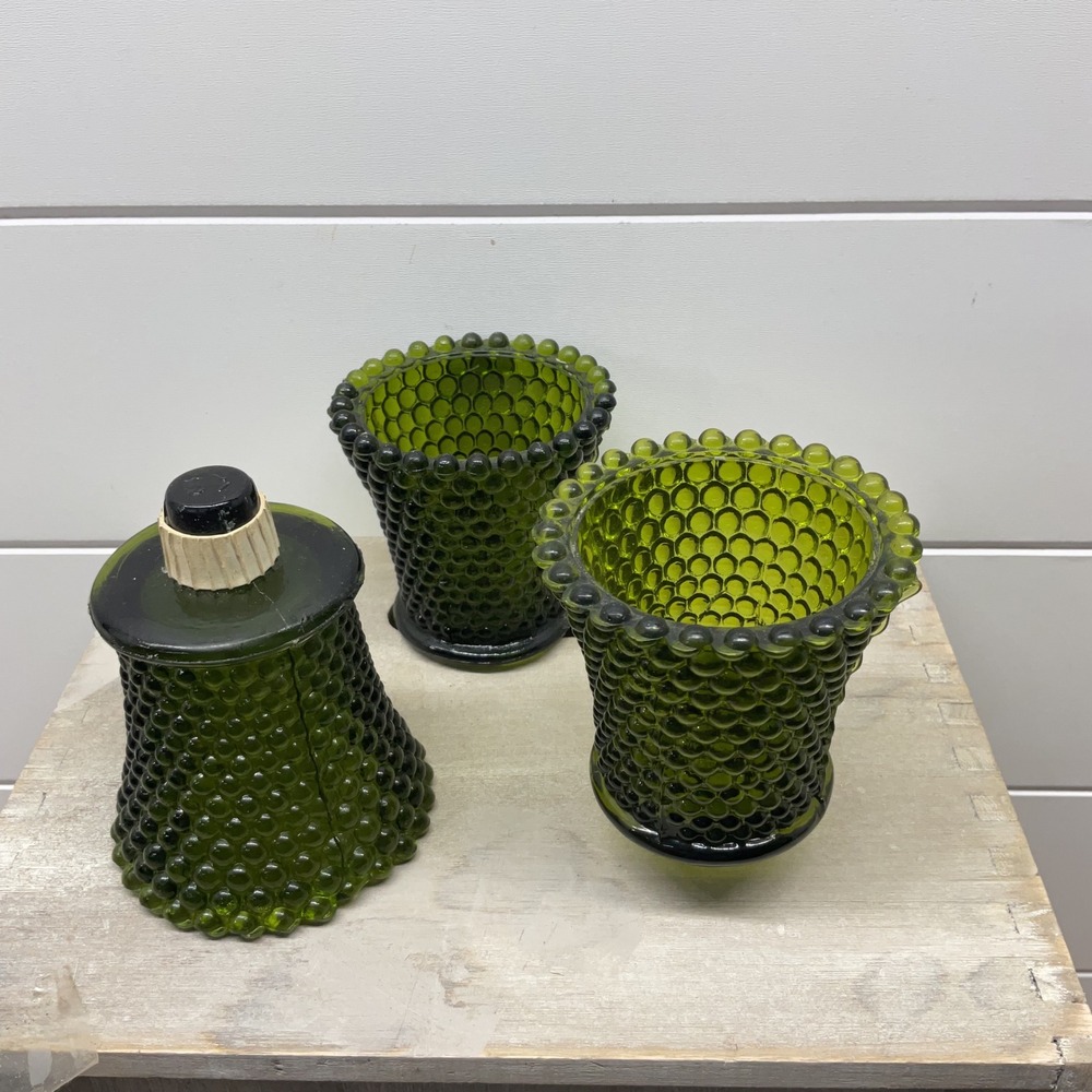 Vintage Green 3 Votive Peg Candle Holder Cups